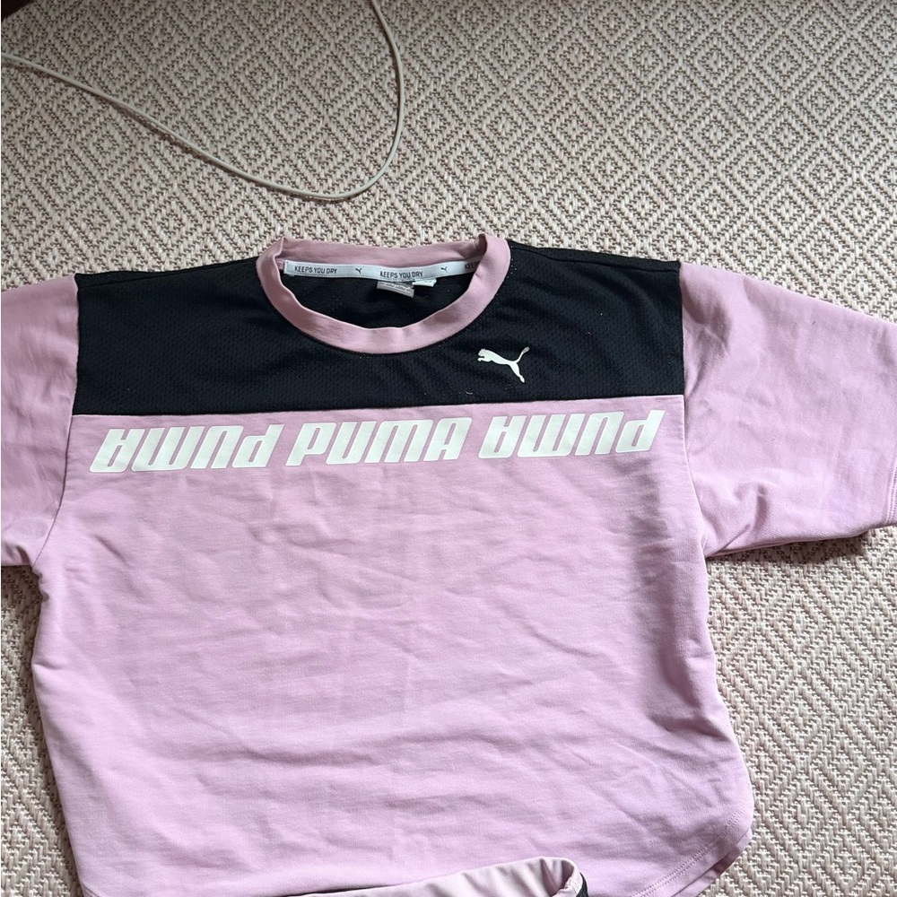 Puma Women Pink and Black Logo Sweatshirt and Leggings